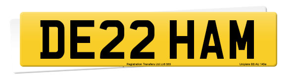 Registration number DE22 HAM